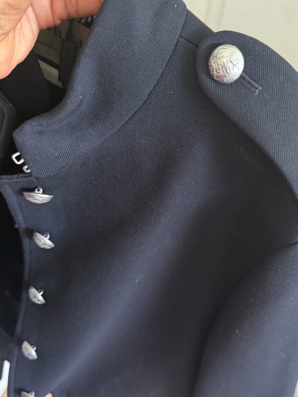 Burberry Women's Black Military-Style Jacket with White Trim - Picture 11 of 13